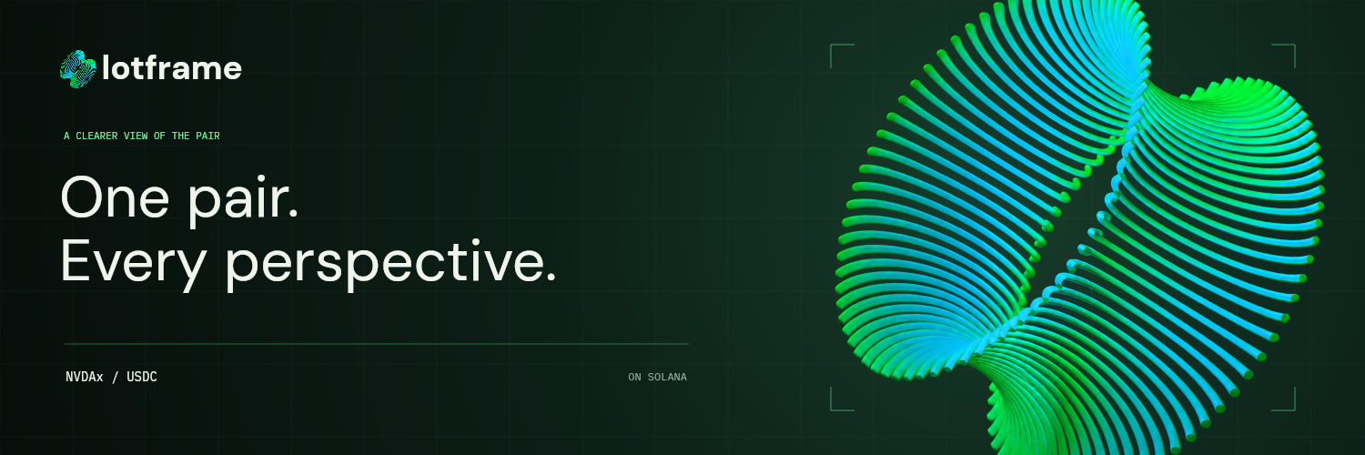 Lotframe banner with the layered green and cyan symbol and One pair. Every perspective.